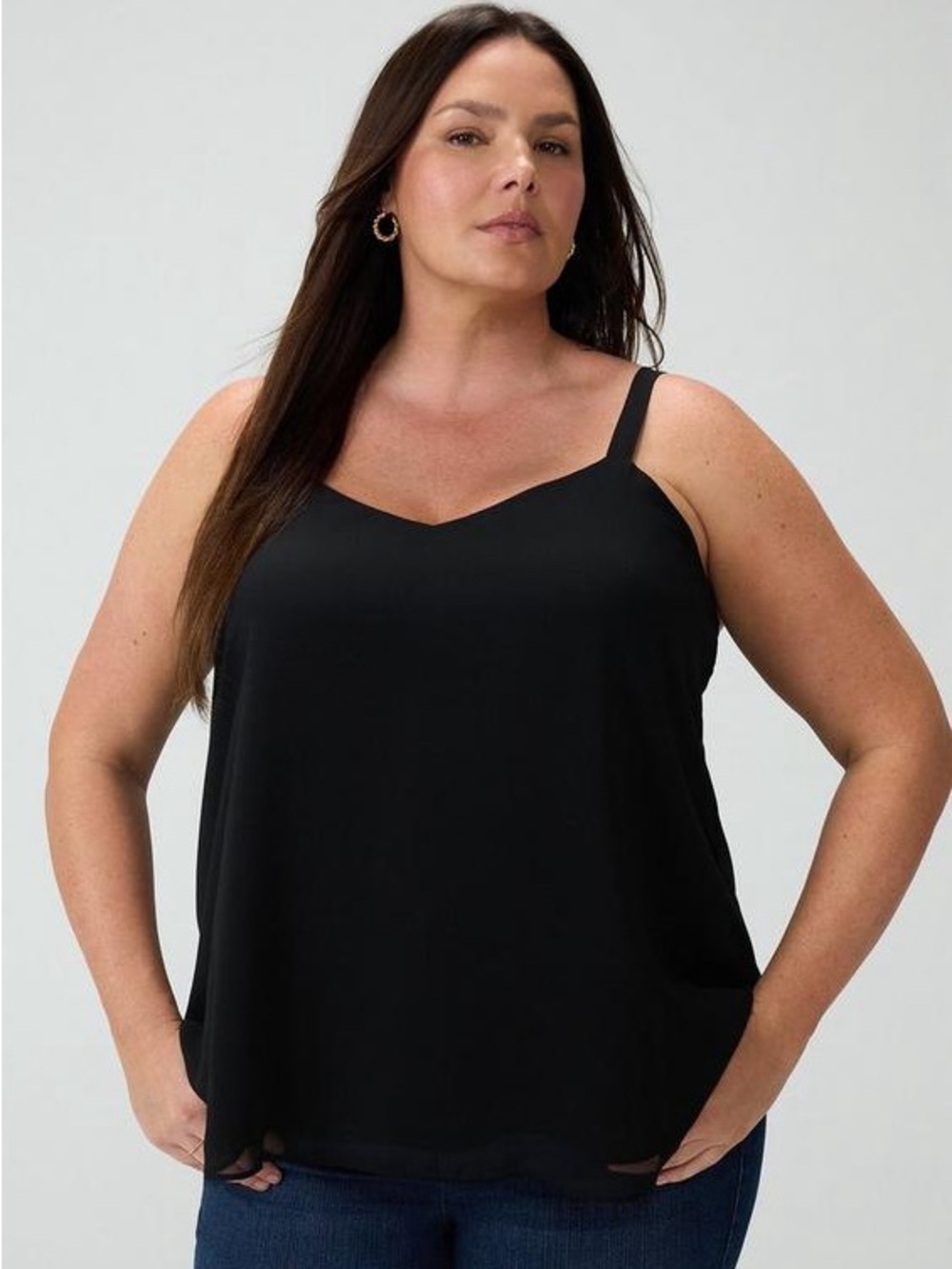 Torrid Black Sophie Chiffon Swing Cami V-Neck Tank Top Chic Plus Size 3X